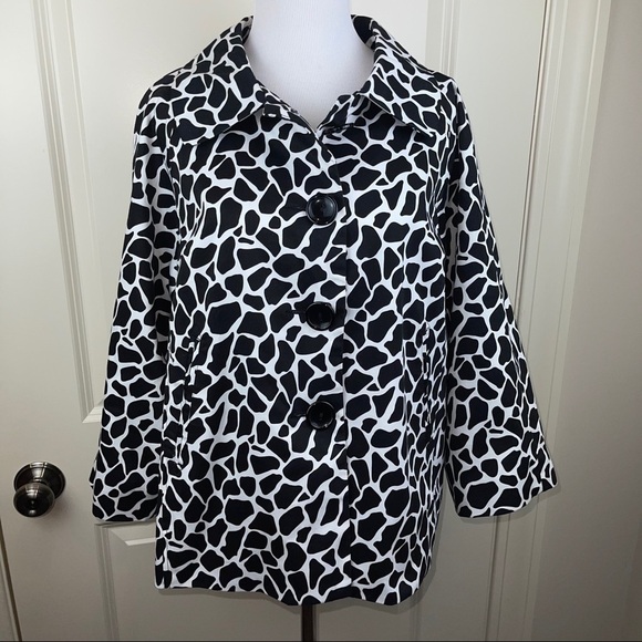 Appraisal Black & White Animal Print Midi Jacket L - Picture 2 of 12